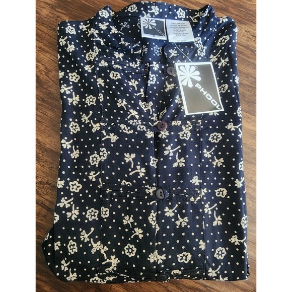 Phool Tops - Phool Floral Made In India Women's Shirt Dress Size Small NWT Black Button Up